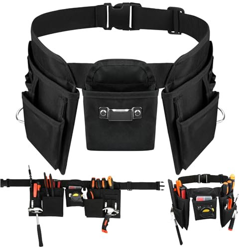 ASNOMY Ceinture à outils Robuste pour homme et femme, Ceinture Outils Bricolage avec 19 Poches,Sac de Rangement Réglable et Détachable pour électricien,Charpentier,Construction,Ceintures de Travail