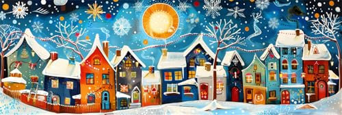 Dipingere con i Numeri per Adult Città, Dipingere con i Numeri Scena di neve, 90x270cm Large Paint by Numbers Kit Bambini Principianti Fai da te Passatempo per Adulti Hobby Creativi, Regalo Donna -507