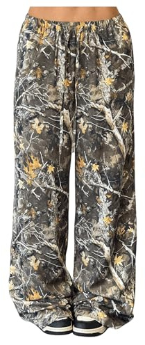 Floerns Girl's Camouflage Baggy Wide Leg Hunting Pants Drawstring Camo Pant