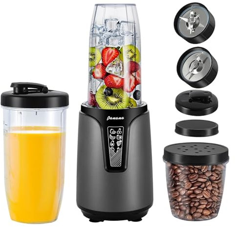 Panana Personal Blender Smoothie Maker, 800W Blender with 600ml BPA Free Cup, with 6 Blades, Travel Lid, Mixer for Crush Ice, Juice & Vegetable Drinks