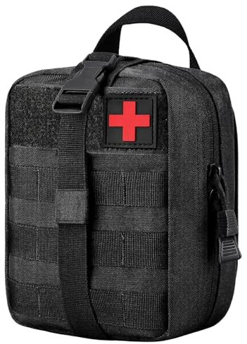 Borsa di Pronto Soccorso Tattico, Borsa Medico Smontabile Impermeabile, Sacchetto Emergenza Tattica Medico, Tattica Vuota Tasca, Kit Pronto Soccorso Trekking per Viaggio Campeggio (Nero)
