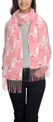 fifbird Langer Samtschal mit Steinfassung, Motiv: blauer Steinmuster, Fransenschal, Herbst- und Winterschal, Sommer-Flamingo-Palme, One size