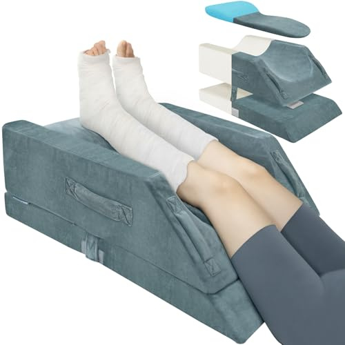 KingPavonini 4 cuscini per le gambe con altezza regolabile per post-operatorio, curva ergonomica, memory foam per gonfiore e sollievo dal dolore alle gambe, aiuto per la guarigione dopo l'intervento