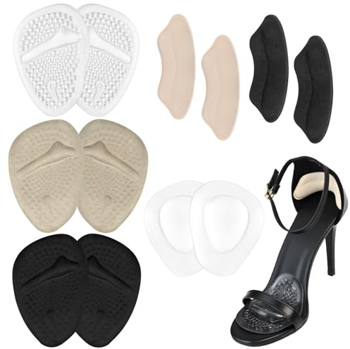 DRERIO 12 Pcs Heel Cushion Pads Shoe Heel Inserts for Shoes, Cotton Shoe Pads Multicoloured Adhesive Shoe Pads for Too Big Shoes, Heel Insole Heel Cushions & Cups for Women and Men