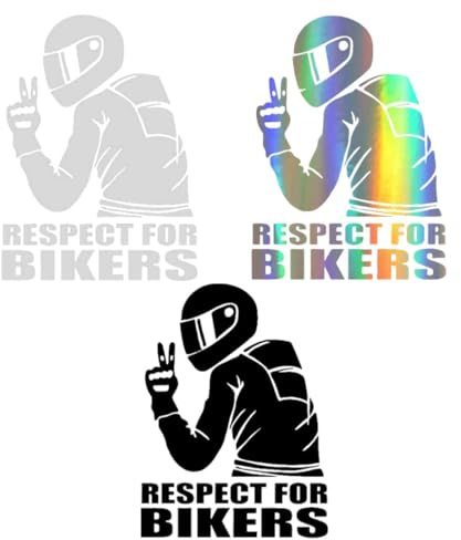 UEIOAVL Automobile Decals, adesivi moto 6 adesivi per auto e moto Respect da motociclista 15 x 11 cm divertenti adesivi per finestre adatti per moto e auto (nero, bianco, colorato)