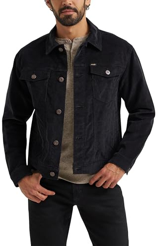 Wrangler Men's Corduroy Trucker Jacket, Jet Black, Medium