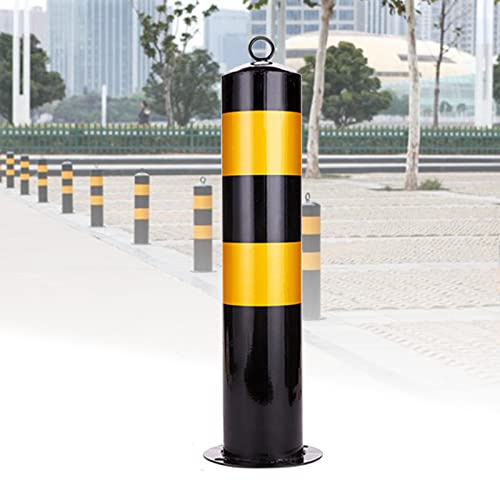 Heavy-Duty Concrete Parking Bollards with Reflective Tape - Security Posts for Driveways & Commercial Use - Metal Barriers for Car Protection & Traffic Control