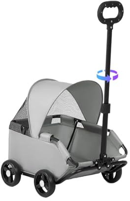Hitburu Carrito para Perros | Coche para Gatos Plegable - Ventilado 7 Kg | Aventuras Exteriores Paseos Parques Centros Comerciales