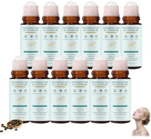 Rullo di rose con incenso e olio di ricino, olio essenziale di incenso biologico per viso e addome, rassoda e uniforma la pelle, idrata in profondità, riduce le linee sottili e porta il (12 pezzi)