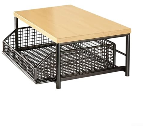 KHIronHive liten köksförvaringshylla, mikrovågsvagn med utdragbar korg, metallträkonstruktion, mobil med hjul för 40 cm L x 30 cm B x 40 cm H (svart)