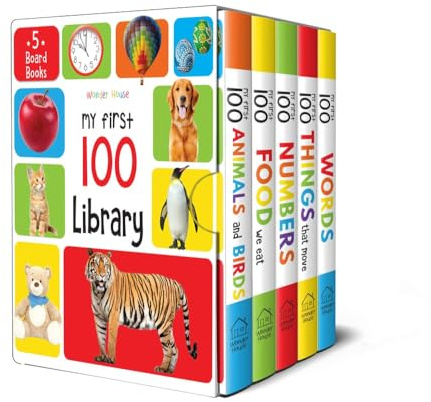 My First 100 Library: Boxset of 5 Early Learning Board Books for Kids/Children (Homeschool | Preschool | Baby/Toddler)