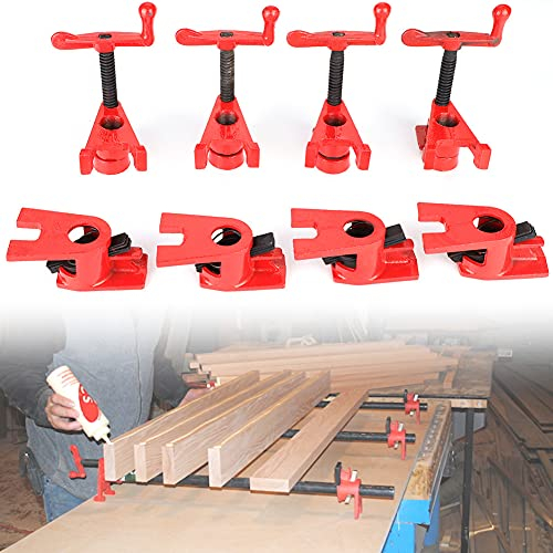 Cocoarm 4 Set Rohr Schraubzwinge 3/4 Rohrschelle Holzklemmen Set Professionelles Rohrzwingen Rohr Schnellspanner Clamp Rote Schraubklemme
