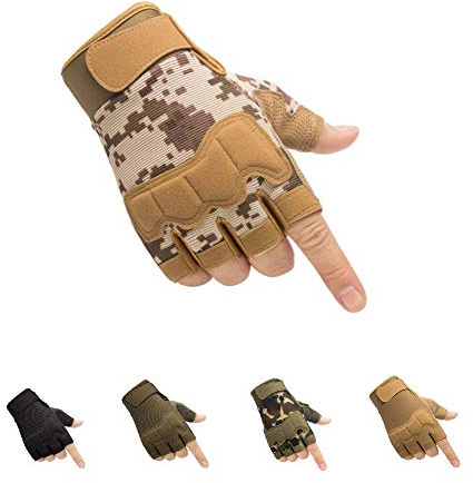 Hycoprot: Fingerfria taktiska handskar, lätta, andningsbara och skyddande militärhandskar för utomhusbruk som passar för skytte, jakt, terrängcykling, klättring, kastanj, XL