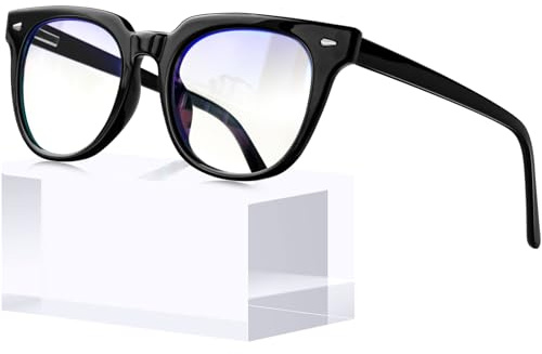 KANASTAL Occhiali Computer Luce Blu Neri Uomo Donna Riposo Riposanti anti Affaticamento Lenti Trasparenti Quadrati Blue Light Blocking Glasses Per PC/Gaming/TV -Montatura Nero