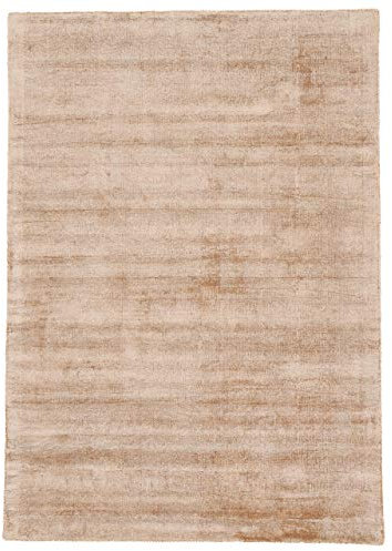 carpetfine Viskoseteppich AVA Beige 140x200 cm | Moderner Teppich für Wohn- und Schlafzimmer