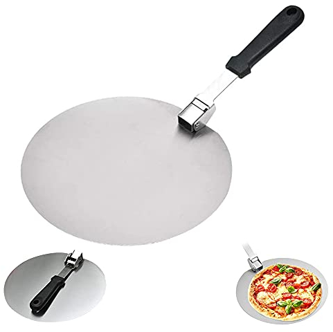 Pala per pizza,pala per pizza tonda in acciaio inossidabile da 10 pollici,con manico antiscivolo,molto adatta per torte,pizza,torta