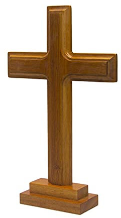 Sharplace Croix debout en bois décor croix d' avec support Double croix de Table d'affichage chapelle église décor chrétien