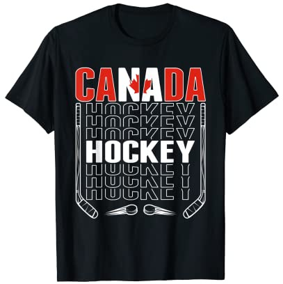 Canada Ice Hockey Fans Jersey Canadian Flag Hockey Sticks T-Shirt