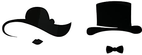 Pictogramme WC relief Plexi. Lot de 2 Plaques de porte Toilettes Originales Chapeaux double face au dos. Plexi blanc, noir, miroir or, argent - Plexi noir - Petit format - -