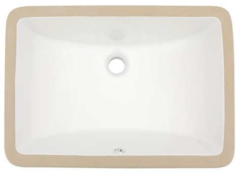 Dcolora Lavabo de baño rectangular bajo encimera 16 x 12 pulgadas