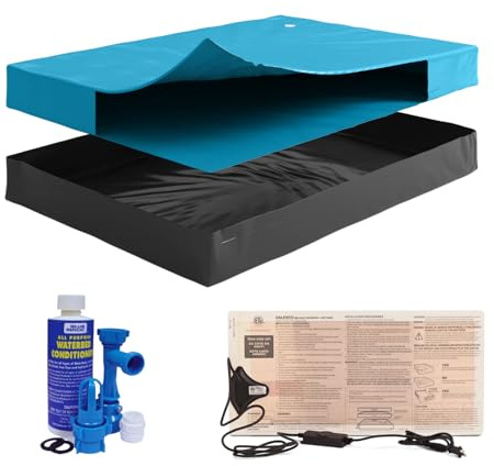Blue Magic Free-Flow California King Size Hardside Waterbed Bundle Includes Bladder, Stand-Up Liner, Solid State 325 Watt Heater, Fill and Drain Kit, Waterbed Conditioner, Frame NOT Included.