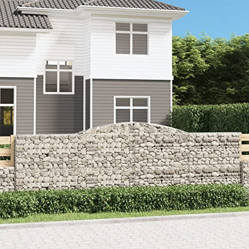 CIADAZ Gabionen mit Hochbogen 7 STK Gabionenkörbe, Gabionen Hochbeet, Steinkorb, Gabionengitter, Drahtkorb Für Pflanzen, Kräuterspirale Für Garten, 400x50x120/140cm Verzinktes Eisen