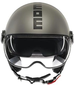 MOMODESIGN - FGTR EVO E2206, Casco Jet con Visiera Parasole, Casco Aperto per Moto e Scooter, per Uomo e Donna, Titanio Opaco/Nero, L