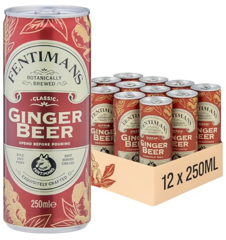 Fentimans Ginger Beer - Botanically Brewed Soft Drink - Exquisitely Crafted & Refreshing Soft Drinks - Gluten-Free and Vegan Friendly Soft Drinks - 12 x 250ml Cans
