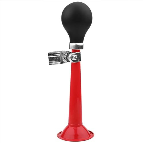 WHTCHSU Bike Horn for Adults, Classic Metal Squeeze Clown Horn, Loud Sound, Fits All Bicycle Handlebars（Red Straight 7.87-Inch）