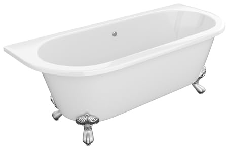 Vente-unique-Vasca da bagno semi-freestanding rétro con piedini 190 litri 170 x 74 x 62 cm Bianco Acrilico - SPARUS