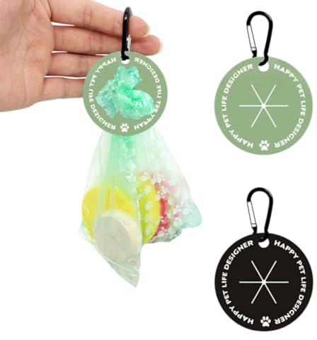 KEQAR 2 Pcs Porta Sacchetti per Escrementi di Cane, Porta sacchetti a mani libere per guinzaglio, Supporto con Clip a Moschettone, Dispenser per Passeggiate con Cani (Verde Nero)
