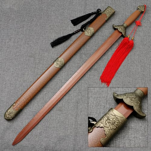 HJHUUA Espadas de Tai Chi de Madera,Espada China de Madera de 98cm,Accesorio de actuación para práctica de Artes Marciales,Espadas Rectas de Madera Hechas a Mano