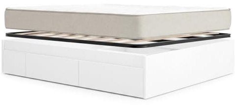 DEKIT - Pack Ahorro Dormitorio Cama Alice de 4 cajones bajo Cama con 1 Colchón viscoelástico Nova 150 x 190 cm, Altura 20 cm y 1 Somier de Lama Ancha