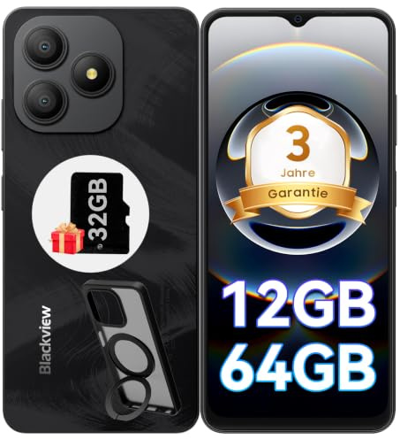Blackview Wave 9C Smartphone con Funda de Teléfono, 12GB+64GB/2TB TF Moviles Baratos, IP54 6,56 Telefonos Moviles, Smartphone Libres Oferta 5000mAh, 13MP/4G Dual SIM/Fingerprint/3 Años de Garantía
