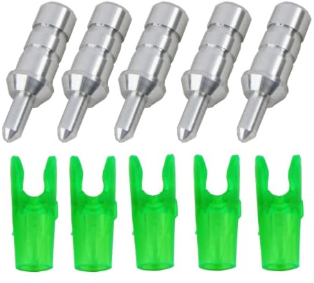 zeryor 24 Sets Arrow Tip and S Size Pin Nock 6.2mm Inner Shaft Diameter Archery Accessories for Compound Recurve Bow Carbon Arrow (Green)