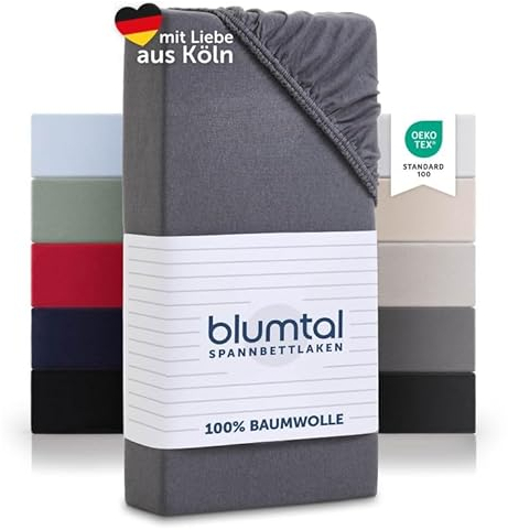 Blumtal® Basics Spannbettlaken 200x200cm Jersey - Bettbezug 200x200 cm aus 100% Baumwolle - Oeko-TEX zertifiziertes Spannbetttuch 200x200cm - Matratzenbezug - Bed Sheets 200x200 - Bettbezug - Grau