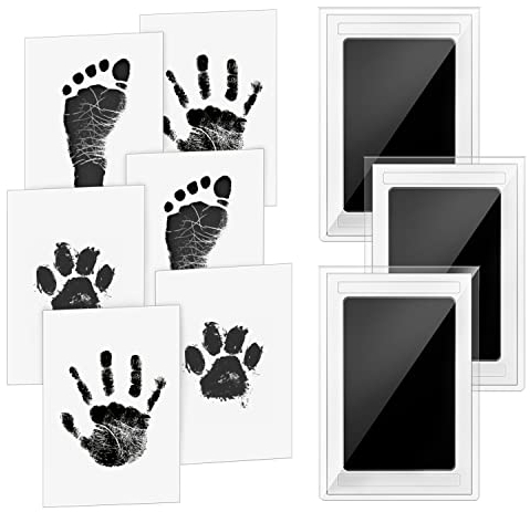 3 Pcs Baby Abdruck Set Baby Handabdruck und Fußabdruck Clean Touch Stempelkissen, Baby Handprint Babyhaut kommt nicht mit Farbe in Berührung für Baby Shower Familie Geschenk - Norjews