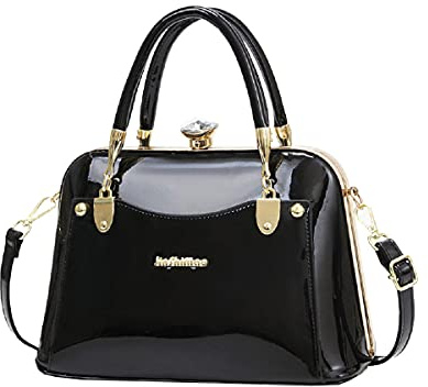 NIYUTA Borsa a tracolla da donna in pelle verniciata moda borsa a tracolla borsa a tracolla in pelle lucida nero