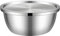 Kichvoe Edelstahl Schüssel mit Deckel Rührschüssel Mischschüssel Teigschüssel Salatschüssel Küchenschüssel für Küche Kochen Backen Eier Mehl Salat 24cm Silber