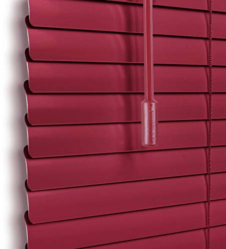 LazBlinds Cordless 1 Aluminum Mini Blinds, Blackout Privacy Room Darkening Horizontal Window Blinds, Custom Size Blinds for Windows, Wine