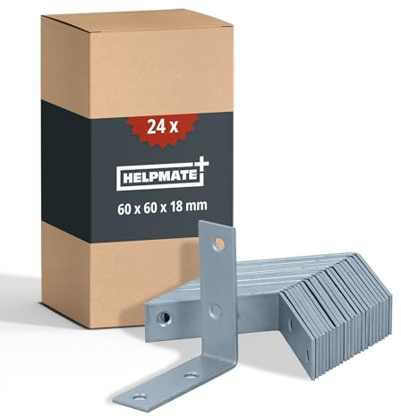 HELPMATE – 24 équerre metal de chaise – 60x60x18 mm – Équerre fixation galvanisée et passivée bleue – Équerre de fixation avec protection anti-corrosion, stable & durable