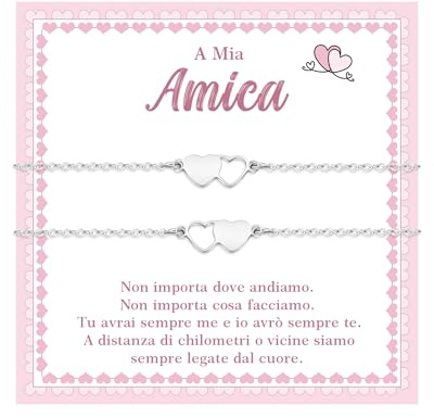 Cheerslife 2Pcs Regalo Amica Speciale Originale Braccialetti Amicizia Bracciale Amica Bracciale Amicizia Donna Regalo Donna Compleanno Laurea Natale (Argento)