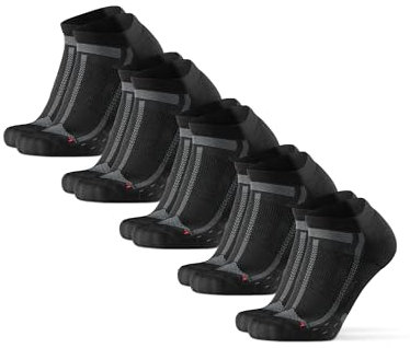 DANISH ENDURANCE Ankle Running Socks, Trainer Socks, Anti Blister, for Sports, Men & Women, Unisex, 5 Pack, Black/Grey, 6-8