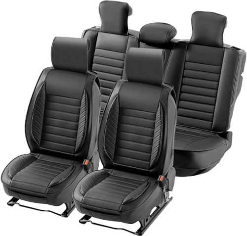 VEVOR-Sitzbezüge, universelle Autositzbezüge, komplettes Sitzset, Vorder- und Rücksitz, 9-teiliger Kunstleder-Sitzbezug, halbgeschlossenes Design, abnehmbare Kopfstütze und Airbag-kompatibel