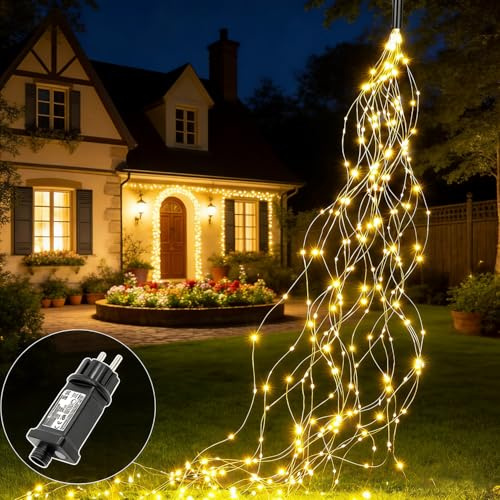 Redefun - Guirnalda luminosa para árbol de Navidad, 2 m 200 LED, luces de Navidad, 8 modos luminosos, cascada de vid impermeable, guirnalda de luminosa para interior exterior, decoración