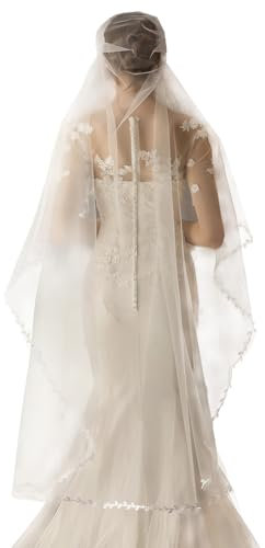 Ambre Adèle Spitze verschönert Brautschleier 130 * 50cm Cremeweiß
