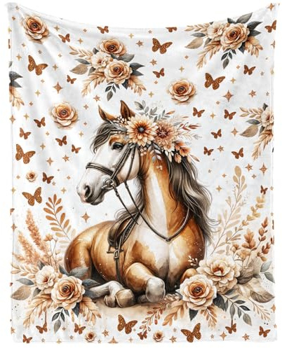Homieblanket Horse Blanket for Boys Girls, Cool Horse Themed Design Printed Throw Blankets for Kids Lap, Chair Sofa, Warm Soft Cozy Blanket, 40x 50