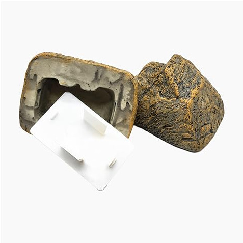 Hide a Key Outside in a Fake Rock, Looks & Feels like Real Stone, Rock Key Hider, Geocaching (Yellow 1 piece)