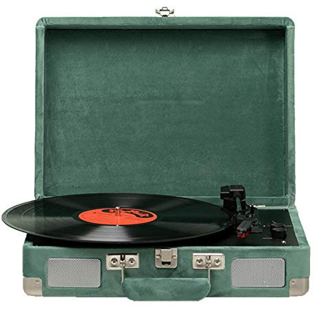 MRKU Tocadiscos portátil Vintage con Forma de Maleta, Receptor Bluetooth y Altavoces Integrados, Compatible con 7, 10 y 12 Pulgadas