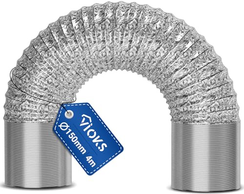 VIOKS Schlauch 150mm Abluftrohr Dunstabzugshaube 4 Meter für 150erR Luftführungssysteme - Universal Trockner Abluftschlauch Lüftungsschlauch 150mm Abluftschlauch Klimagerät Isoliert Klimaanlage Rohr